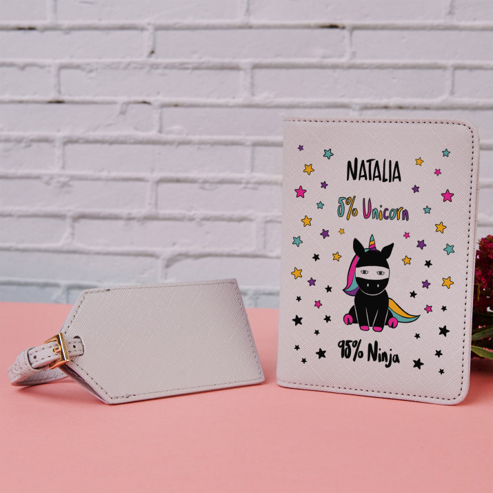 Unicorn ninja - Etui na paszport z nadrukiem